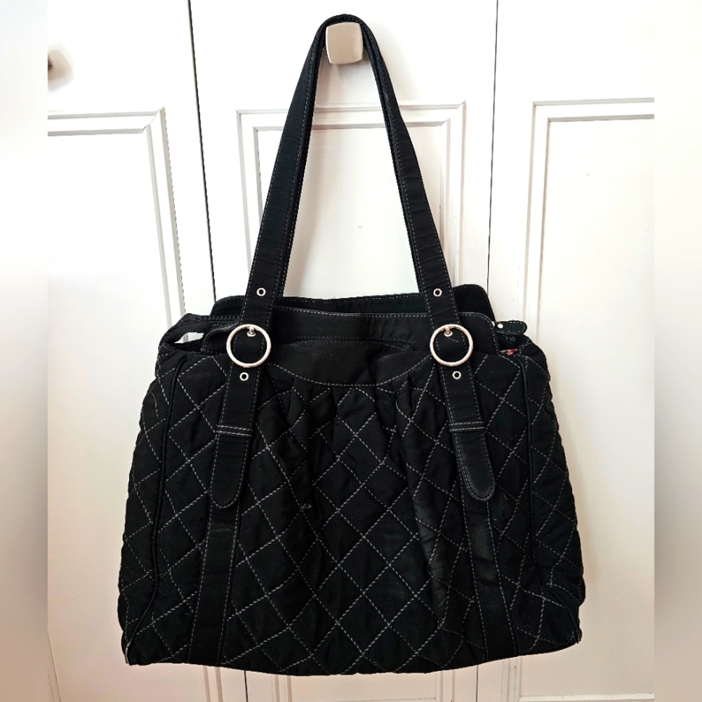 Vera Bradley Black Suede Stitched Tote Bag ✨️ USED but LOVED ❤️